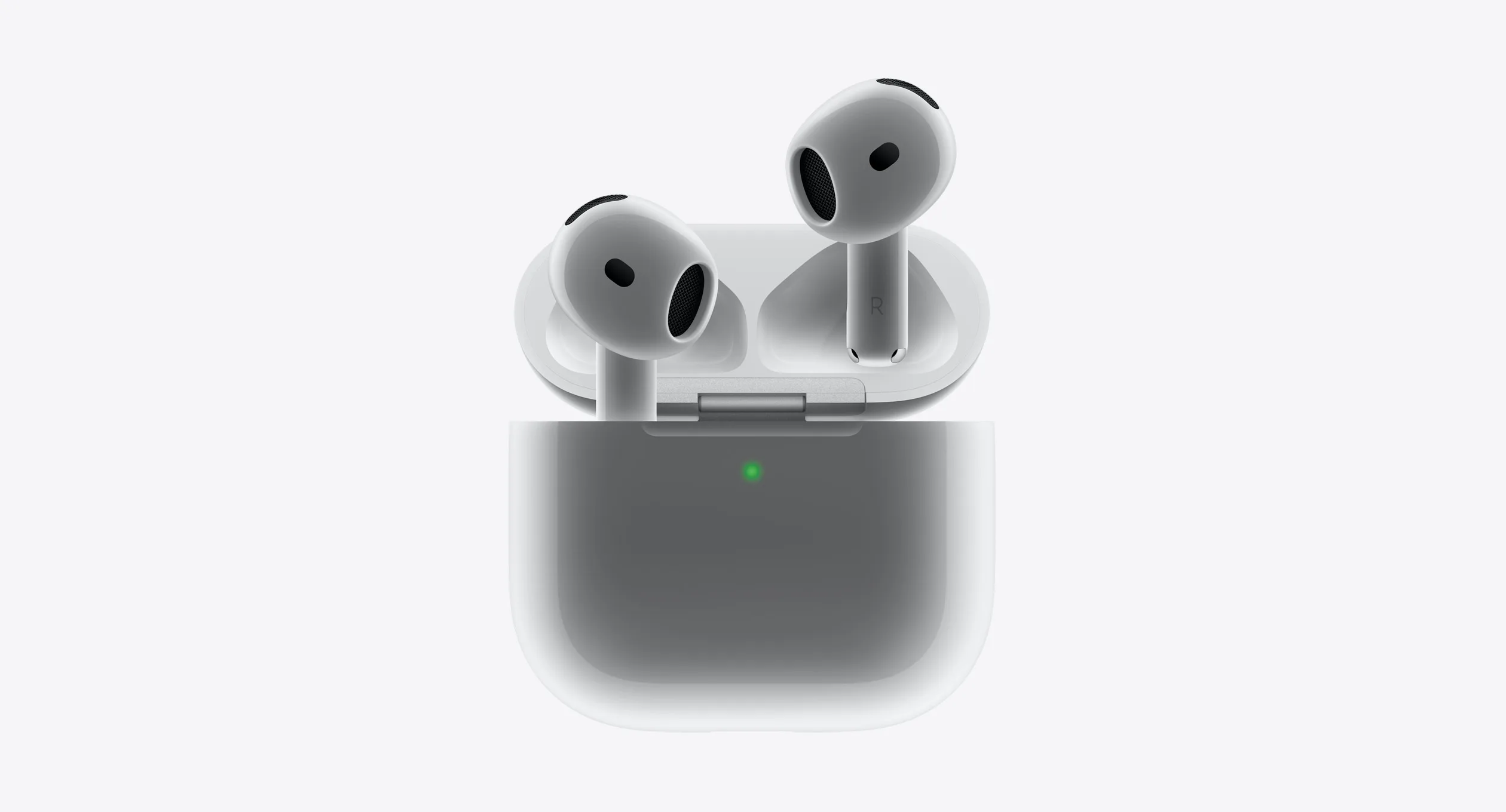 Official product photo of Apple AirPods 4 and charging case