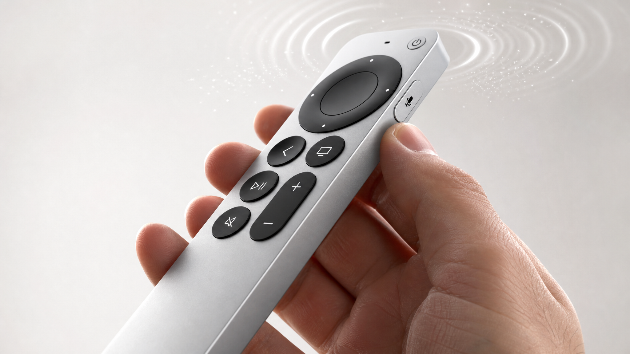 Illustration of the side voice button on a Siri Remote